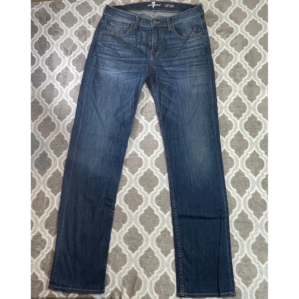 7 For All Mankind Carsen Jeans Mens 34 Blue Straight Leg Stretch Denim